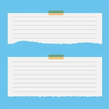 Blank squared notepad pages and tape. Note paper stuck with beige sticky tape Stock Photos