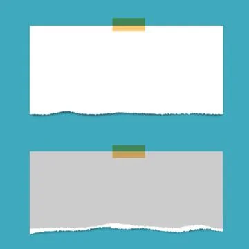 Blank squared notepad pages and tape. Note paper stuck with beige sticky tape Stock Photos