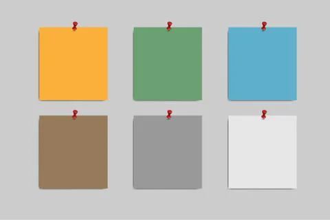 Blank squared notepad pages and pin. Note paper stuck with red pin. Stock Photos