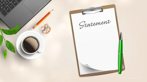 Blank Statement On Workplace With Supplies Vector 库存插图