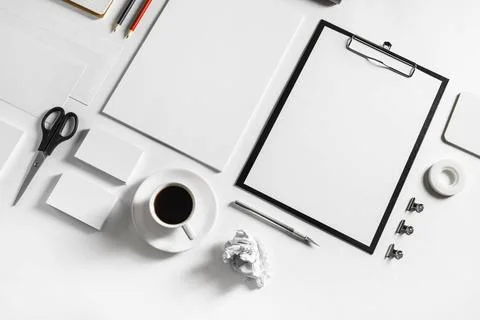 Blank stationery elements Set of blank stationery elements on white paper ... Stockfoto's
