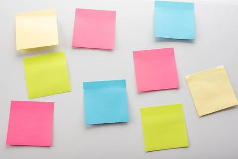 Blank Sticker notes on the white background. Mockup sticky Note Paper. Blank  Stock Photos