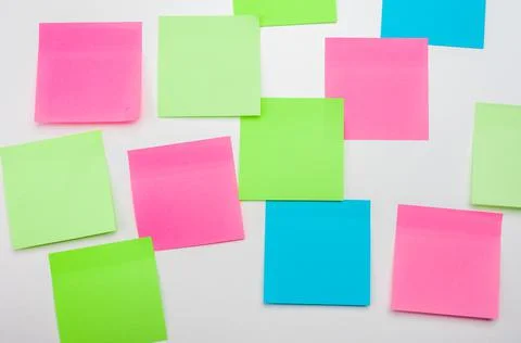 Blank Sticker notes on white background. Mockup sticky Note Paper. empty shee Stock Photos
