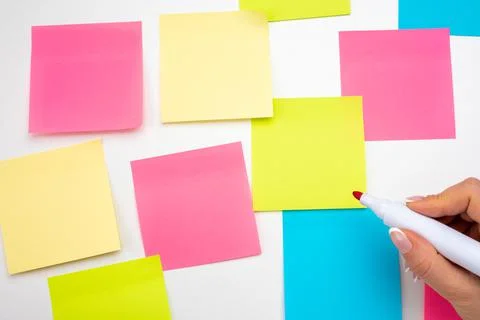 Blank Sticker notes on white background. Mockup sticky Note Paper. empty shee Stock Photos