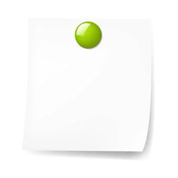 Blank sticky note with green push pin Stock Illustration