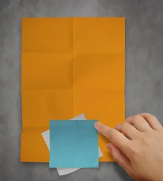 Blank sticky notes on recycle crumpled paper background as concept Stock Illustration