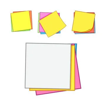 Blank sticky notes stack with colored paper Stockillustratie