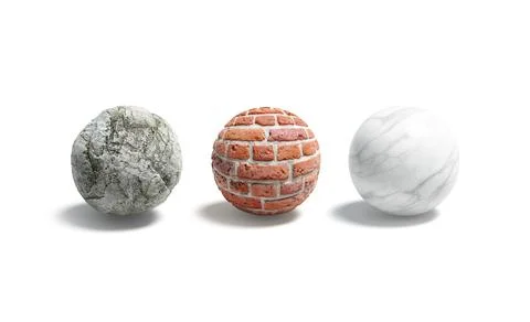 Blank stone, brick, marble ball mockup set Illustrazione stock