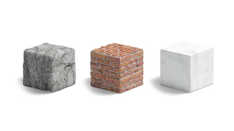 Blank stone, brick, marble material cube mockup, looped rotation Stock Footage 171126657