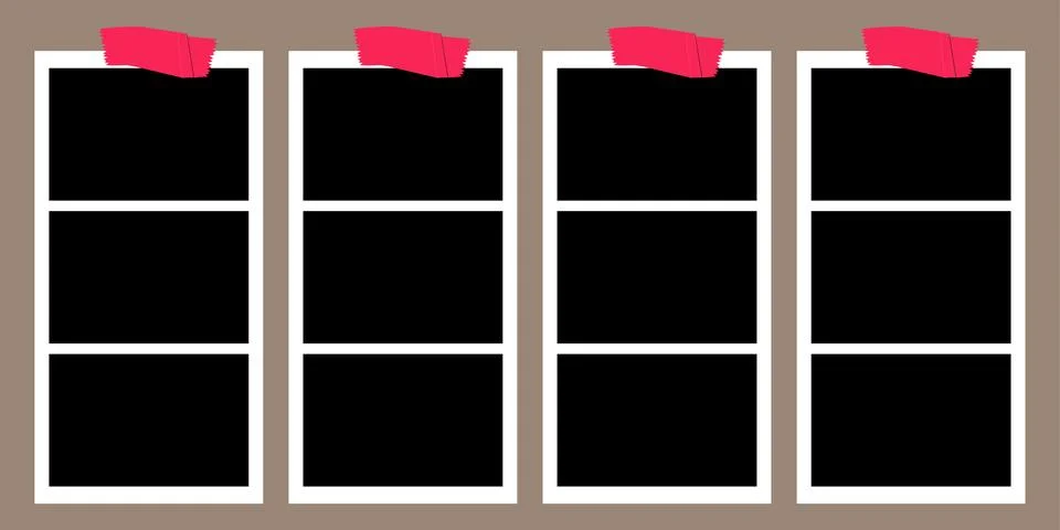 Blank strip frames with masking tape vectors mockup Stock Illustration