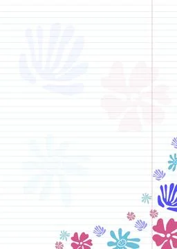 Blank striped sheet with hand-drawn silhouettes of flowers Stock Illustration