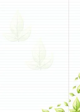 Blank striped sheet with stylized green leaves Stock Illustration