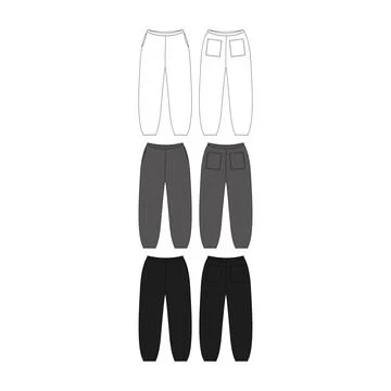 Blank Sweatpants Technical Drawing Vector Fashion Illustration Sweatpants Stock Illustration