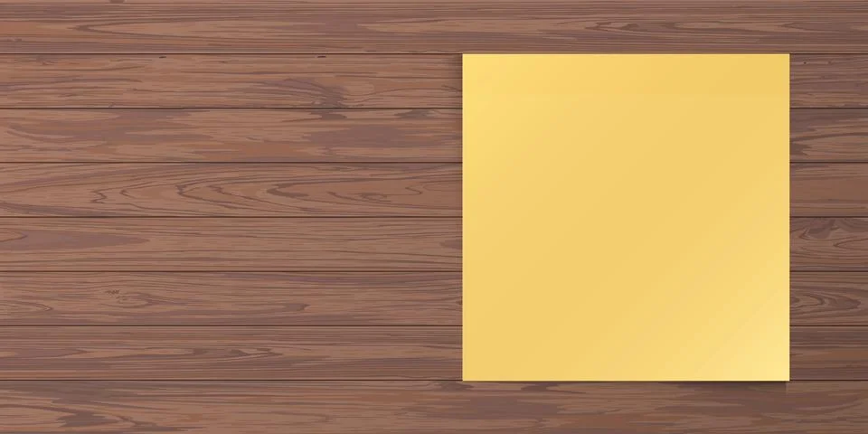 Blank syicky notes paper square shape stick on cut timber panels mocha mous.. Stock Illustration