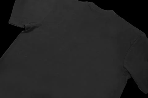 Blank t-shirt black template front and back view on clean background. Short.. Stock Photos
