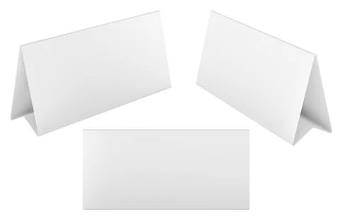 Blank table cards, front and side views. 3D rendering Stock Illustration