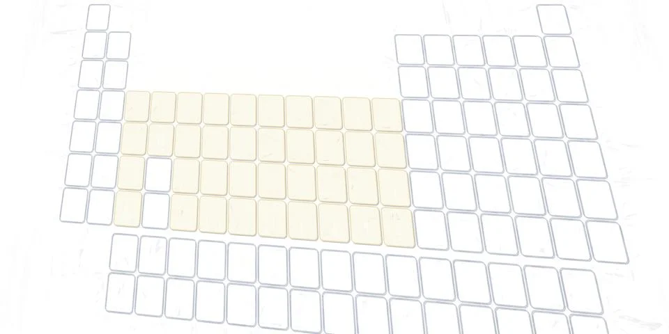 Blank table of elements with color codes - physics and chemistry illustration Illustrazione stock