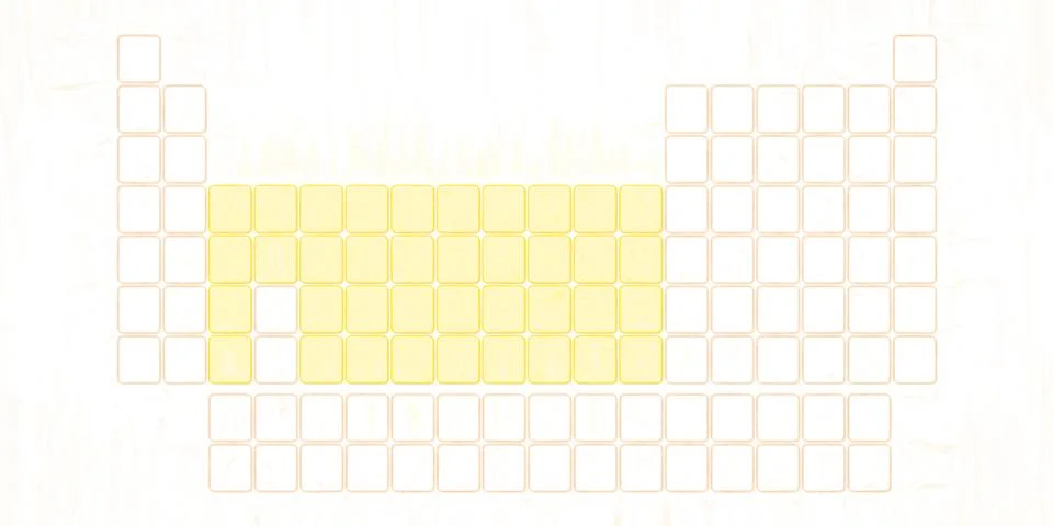 Blank table of elements with color codes - physics and chemistry illustration Illustrazione stock