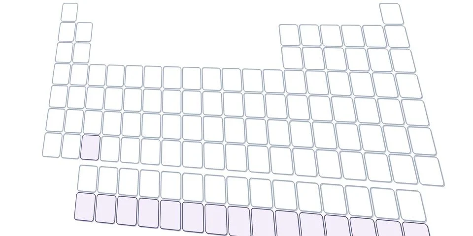 Blank table of elements with color codes - physics and chemistry illustration Stock Illustration