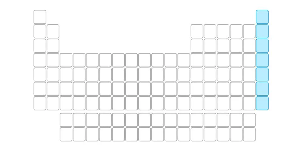Blank table of elements with color codes - physics and chemistry illustration Stock Illustration