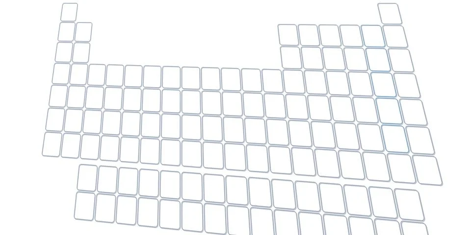 Blank table of elements with color codes - physics and chemistry illustration Illustrazione stock