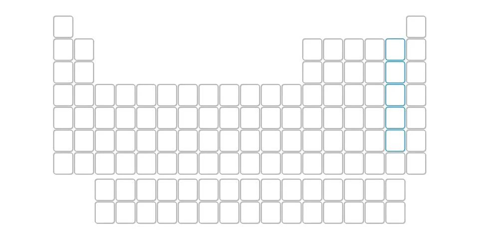 Blank table of elements with color codes - physics and chemistry illustration Stock Illustration