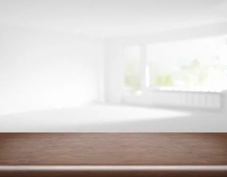 Blank table top in front of blurry room - Illustration 库存插图