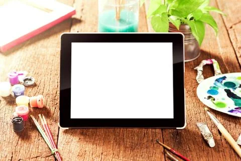 Blank tablet background Stock Photos