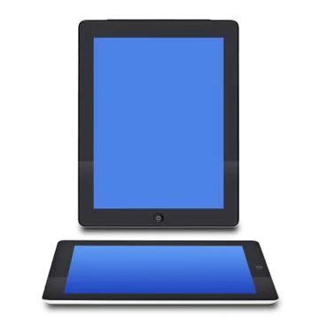 Blank tablet with blue screen, technology Stock Illustration