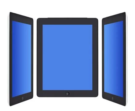 Blank tablet with blue screen, technology Stock Illustration