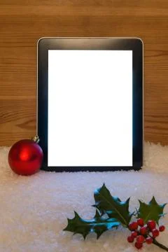 Blank tablet screen for Christmas message with clipping path Stock Photos