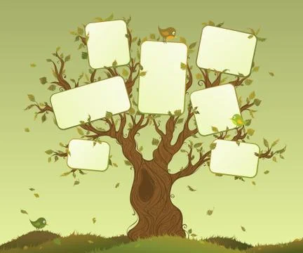 Blank tablets on a tree. Stock Illustration