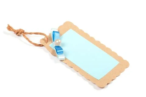 Blank tag tied with brown string Stock Photos