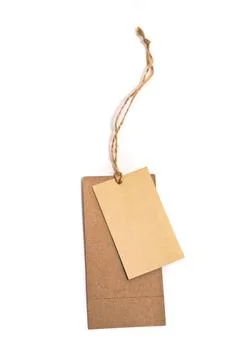 Blank tag tied with brown string. Blank tag tied with brown string. Copyri... Stock Photos