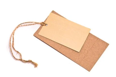 Blank tag tied with brown string. Blank tag tied with brown string. Copyri... Stock Photos
