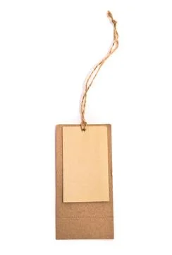 Blank tag tied with brown string. Blank tag tied with brown string. Copyri... Stock Photos