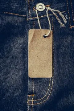 Blank tags with jeans Stock Photos