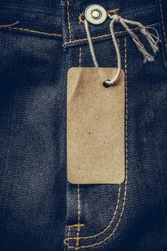 Blank tags with jeans Stock Photos