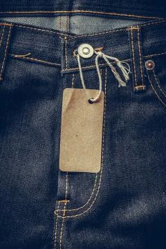 Blank tags with jeans Stock Photos