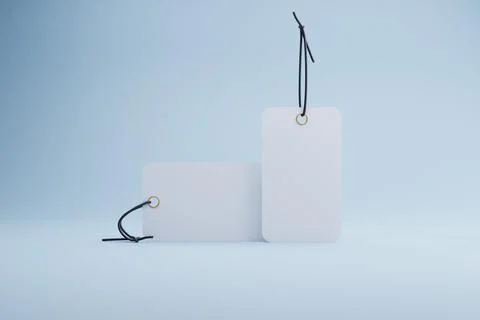 Blank tags, studio backdrop, marketing, product presentation Stock Illustration