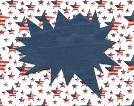 Blank talk bubble on red, white, and blue flag star for your American patriot Illustrazione stock
