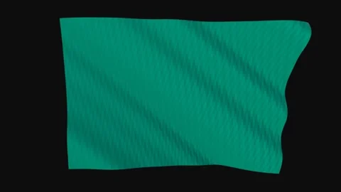 Blank teal flag waving in the wind on a black background Vídeos de archivo 343208127