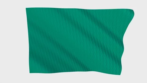 Blank teal flag waving in the wind on a grey background Stock-Footage 343215616