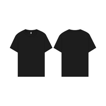 Blank Tee Shirt Vector Mockup Template Black Graphic Tee Mock-up Design T-shirt Stock Illustration
