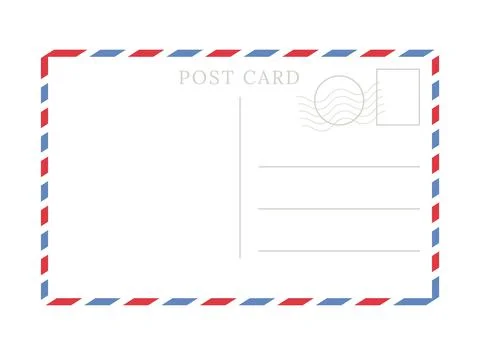 Blank template of a backside of travel postcard Stock Illustration