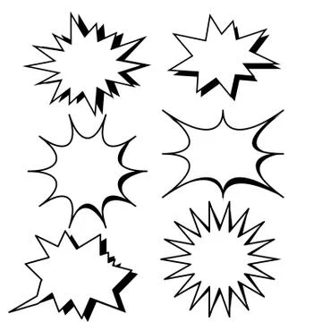 Blank template comic text speech bubble star set vector Illustrazione stock