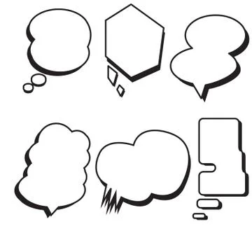 Blank template comic text speech bubble set vector. Stock Illustration