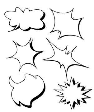 Blank template comic text speech bubble star set vector. Stock Illustration