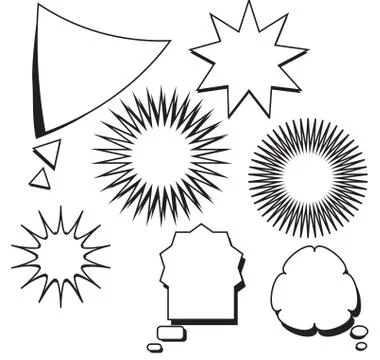 Blank template comic text speech bubble star set vector Illustrazione stock