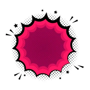 Blank template comic text speech bubble star, halftone dot background style p 库存插图